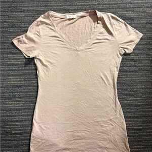 Women's V-Neck Beige Top